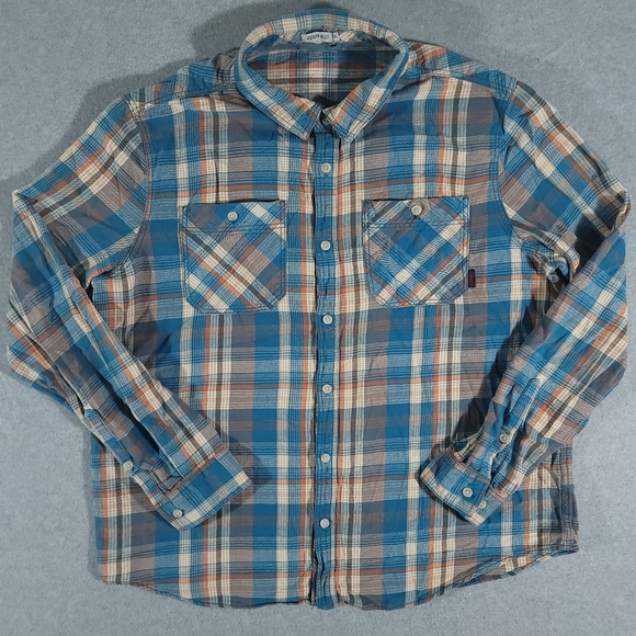 Gramicci Plaid Flannel Shirt Mens XXL Blue Long Sleeve Button Up Casual - Picture 1 of 9